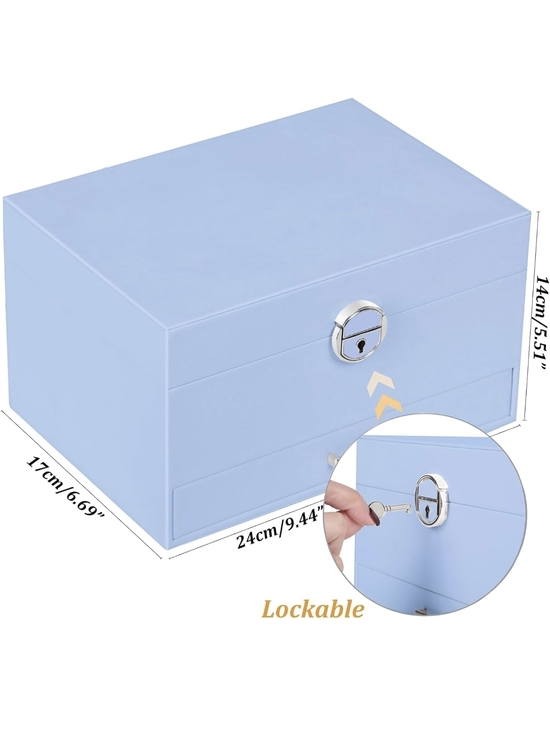 Source Unknown Other - Blue Jewelry Organizer Box with Multiple Trays New